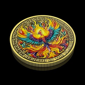 <span class=keywords><strong>Medalla</strong></span> de Zinc Reborn Phoenix Flame, 45mm, fundición que inspira serenidad, <span class=keywords><strong>valor</strong></span>, moneda de recuperación, alivio de Metal caliente transfronterizo para fiestas - Product Image 4
