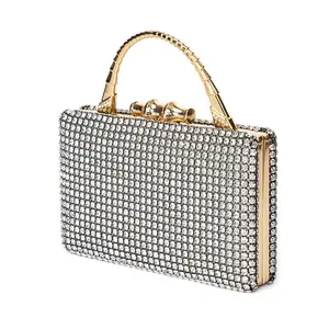 Bags And Purses 2024 Luxury Custom Clutch Purse Pu Boxy Pearl Rhinestone Vintage Bride Evening Bag Ladies Diamonds Clutch Bag For Women
