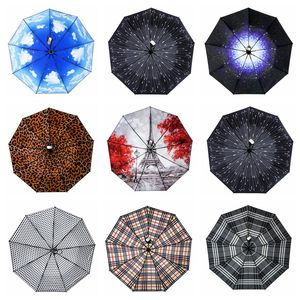 Paraguas UV automático, venta al por mayor, portátil, protección solar, viaje, impresión personalizada, Paraguas compacto, 3 pliegues para la lluvia, Paraguas - Product Image 4