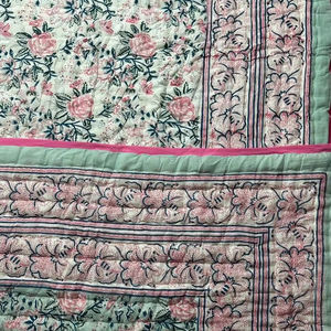 Best Handmade 100% Pure Cotton Voile <b>Bedding</b> Set Handmade <b>Quilt</b> Reversible Razai Hand Block Rajasthani Printed Patchwork Warm - Product Image 1