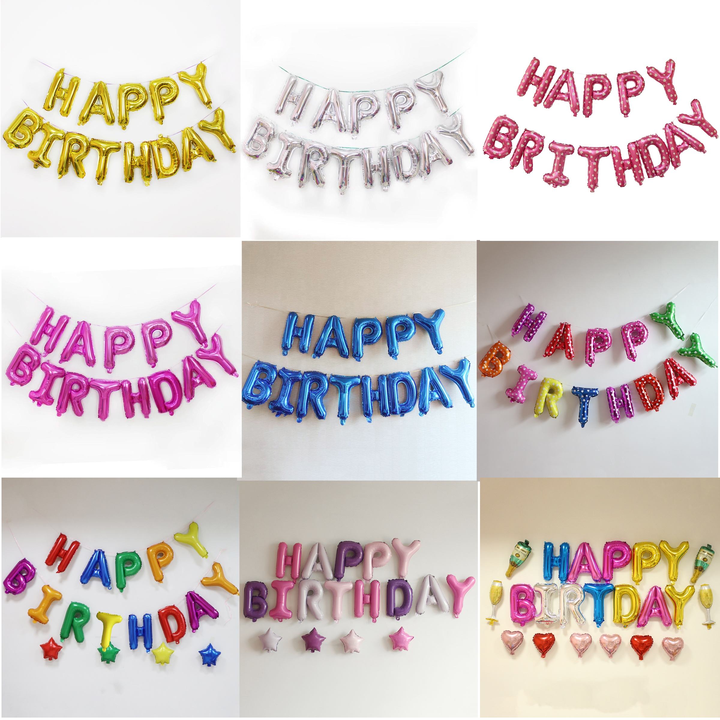 Wholesale 16 Inch HAPPY BIRTHDAY Letters Foil Helium Alphabet Party Decoration Balloons Banner Set