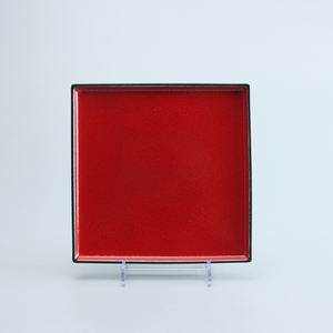 Juego de Platos Cuadrados Vintage de 16 Piezas, Color Rojo y Negro Sólido, <span class=keywords><strong>Dos</strong></span> Tonos, Cerámica Esmaltada, Vajilla de Gres - Product Image 3