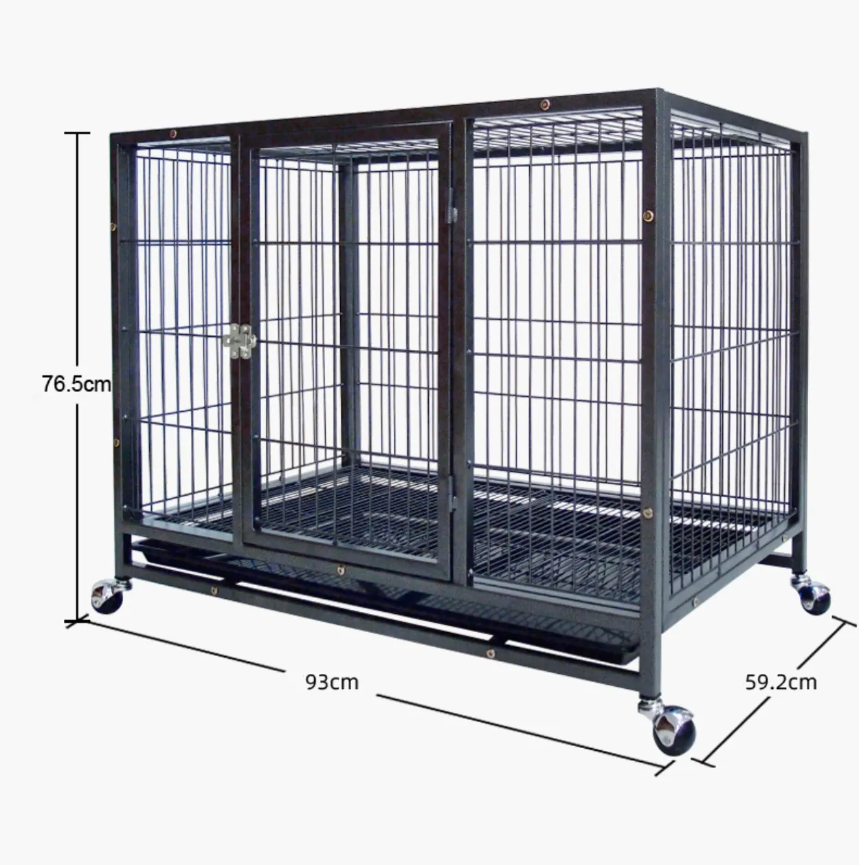 Cage pour chien Extra large 93x60x77cm, en fer métallique solide, en acier inoxydable de grande taille, pliable et robuste