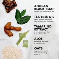 Gel Douche Exfoliant Naturel Anti-Acné Anti-Âge Nettoyant en Profondeur Éclaircissant et Apaisant au Savon Noir Africain