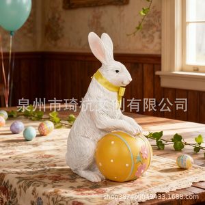 Easter Bunny Resin Decorations With Flowers And Egg For Indoor Home Decoration - Product Image 2