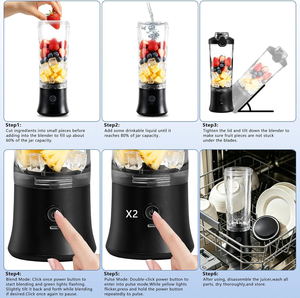 Licuadora portátil multifuncional de diseño de fábrica, vaso licuador de mano con carga USB, licuadora para batidos para el hogar y la oficina - Product Image 6