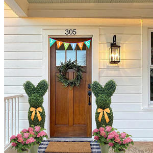 Ornement de jardin de 70 cm avec oreilles détachables, à enfouir dans le sol, arbre topiaire artificiel en forme de lapin de Pâques, plante topiaire en faux <span class=keywords><strong>buis</strong></span> pour cour - Product Image 2