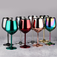Copa de Vino de Acero Inoxidable 304 de 12oz/17oz 350ml 500ml, Irrompible, con Tallo Largo, para Bar, Fiesta, Aire Libre, con Logotipo Personalizado OEM