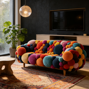 Sillón de Peluche Suave y Esponjoso, Color Macarrón, Tapizado, Cómodo, Estilo Divertido y Atrevido para Interiores, Asiento Tipo Diván - Product Image 2