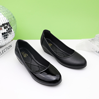 Chaussures personnalisées pour femmes, bout rond, talon épais, semelle souple, en cuir PU, ballerines plates, chaussures de bureau pour femmes