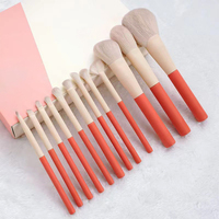 Ensemble de pinceaux de maquillage en fibres synthétiques orange, 12 pièces, petits pinceaux éventail pour les yeux, le visage, le fond de teint, le correcteur, livraison gratuite