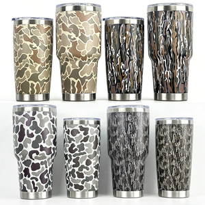 Gran oferta, 20oz, Camo, aislamiento <span class=keywords><strong>de</strong></span> acero inoxidable, termo <span class=keywords><strong>de</strong></span> doble pared, diseño <span class=keywords><strong>de</strong></span> logotipo, tapa deslizante para senderismo, café, beber - Product Image 3