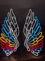 Enseigne au néon personnalisée avec des ailes, décoration murale, décoration de fête de salon, décoration d'ailes d'ange, lumière au néon LED, chambre à coucher