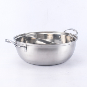 Olla caliente china de acero inoxidable con divisor (base de sopa de dos tipos de condimentos de olla caliente) con tapa de vidrio 304 - Product Image 3