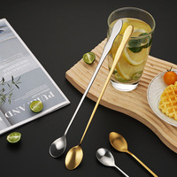 Cuillère à long manche en acier inoxydable doré/argenté, cuillère à cocktail, cuillère à glace pour thé au lait, café, bar, café, vente en gros