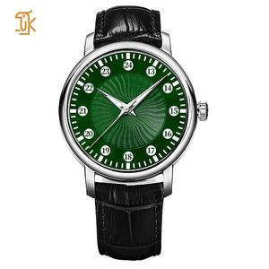 Montres automatiques guillochées violettes rétro de luxe haut de gamme avec cadran de saut 24 heures Design unique montre-bracelet mécanique en gros - Product Image 3