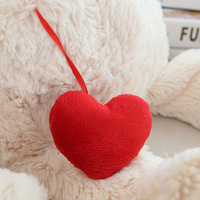 Ours en peluche crème avec patch cœur rouge, cadeau de la Saint-Valentin, poupée en peluche douce, fabricant OEM ODM, vente en gros personnalisée
