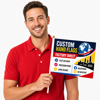 Düşük Minimum Sipariş Adedi Özel El Bayrağı Seti Saten Polyester 15x22cm Siyasi Kampanya Canlı Renkli