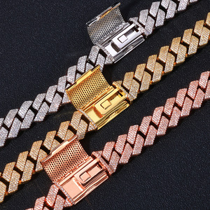 Master Pave Set 15mm Beveled Rhombus Moissanite Cuban <b>Bracelets</b> S925 Silver 18K Solid Gold Wrapped Hip Hop Custom Wholesale B2Bs - Product Image 5