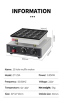 Nouvelle machine à mini-muffins, gaufrier électrique commercial en acier inoxydable, plaque antiadhésive unique, machine à crêpes, machine à snacks CE