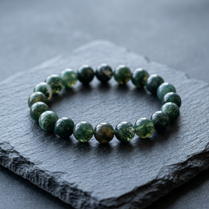 Certified 8mm Elastic Handmade <b>Moss</b> Agate Crystal Gemstone Beaded Bracelets for Chakra Healing New Age & Metaphysical Free Size - Product Image 3