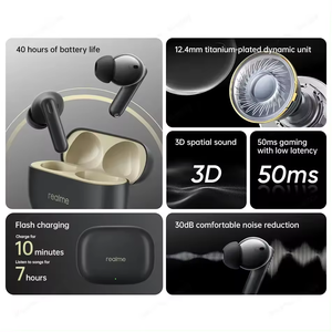 Auriculares Inalámbricos <span class=keywords><strong>Realme</strong></span> Buds T300 con Cancelación de Ruido Activa de 30dB, <span class=keywords><strong>Bluetooth</strong></span> 5.3, TWS, 40 Horas de Batería, IP55 - Product Image 2