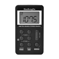 Radio de bolsillo estéreo universal de doble banda con pantalla digital, mini receptor de radio, auriculares, batería incorporada, seguro, ecológico, táctil