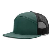 Vente en gros de chapeaux Snapback plats de luxe sans logo Casquette de camionneur personnalisée 7 panneaux Hip Hop noir vierge pour hommes