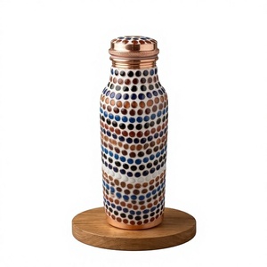 Modern Copper Water <b>Bottle</b> With Polka Dot Design Bohemian Style <b>Insulated</b> For Outdoor Hiking Use - Product Image 1