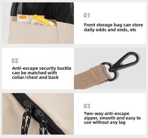 Tas perjalanan anjing modis kasual pembawa penerbangan portabel tombol pola Solid fitur dada depan bernapas untuk semua musim - Product Image 2