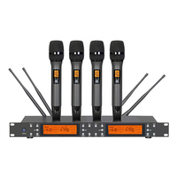 Système de microphone sans fil dynamique professionnel portable avec suppression du bruit, fréquence 640-690 MHz, construction métallique, 1% de réduction du bruit