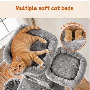 Eco-vriendelijke multifunctionele kattenboom met hangmat, krabpalen en zitstokken voor katten om te klimmen, rusten en te spelen - Product Image 4