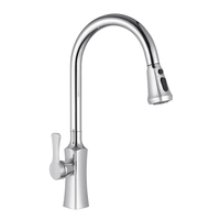 Robinet de salle de bain moderne à poignée unique en céramique avec finition nickel brossé