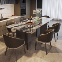 Table à Manger de Luxe Européenne en Marbre, Style Royal Français, en Métal, Extensible pour Maison, Villa, Appartement ou Mobilier de Restaurant