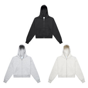 Sudadera con Capucha y Cremallera para Mujer, Estilo Holgado, Tejido Grueso y Transpirable, Estampado Desgastado, Personalizable, Estilo Casual de Invierno, Fabricada por el Fabricante - Product Image 5