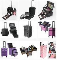 Mallette professionnelle à roulettes, 1 pièce, organisateur de maquillage, chariot à roulettes, sac avec train de beauté sur les roues, imperméable pour voyage