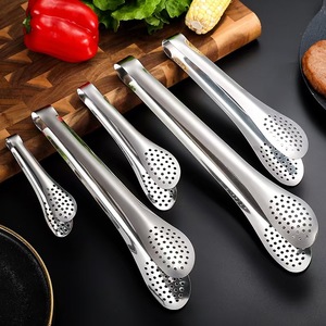Pinces alimentaires en acier inoxydable, design multi-trous, polyvalentes pour barbecue, steak, viande grillée, pain, faciles à nettoyer - Product Image 4