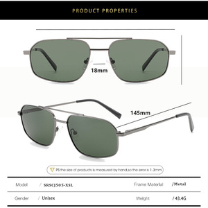 Sunray Wholesale TAC Green Smoke Brown Lens Metal Double Bridge Lightweight Unisex UV400 Round Polarized Sunglasses - Product Image 4