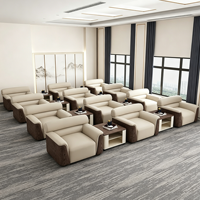 Canapé de direction moderne Liyu en similicuir de luxe, trois places, rembourré en éponge, avec pieds en bois massif, pour bureaux, hôtels, salons
