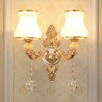 Lampe murale en cristal européen, lampe murale pour salon, fond de télévision, lampe murale pour couloir, escalier, lampe murale de chevet pour chambre à coucher
