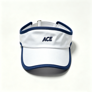 Unisex Sports Visor Cap White Navy Piping Tennis Sun Quick Dry Empty Top Custom Embroidery Outdoor Travel Running Wholesale - Product Image 3