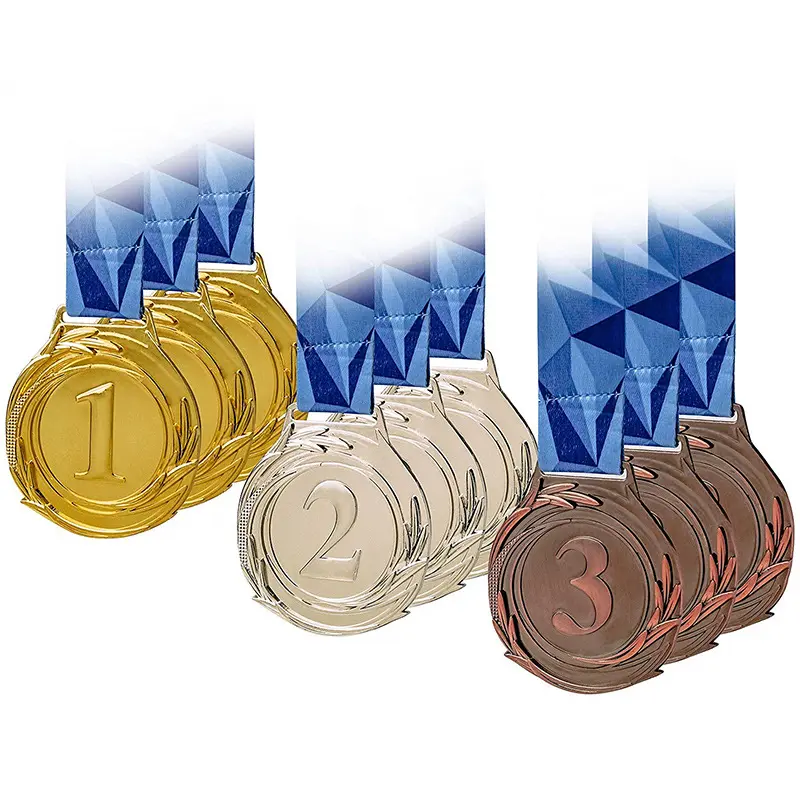 Medali kustom logam campuran seng perunggu emas perak medali logam 123