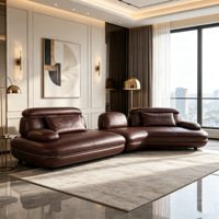 Canapé d'angle moderne en cuir véritable de luxe, grand tempérament, idéal pour la décoration de villas haut de gamme et de maisons entières