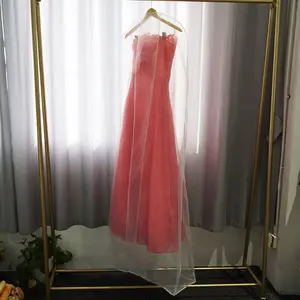 Robe longue en Organza Transparent, vente en gros, pas cher, robe de mariage, couverture de robe de mariée, sac à vêtements