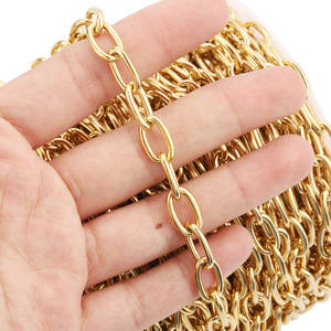 Cadena ovalada de acero inoxidable en forma de O de 3 mm de grosor, eslabones redondos huecos, chapada en oro, para pulsera, collar, unisex, uso diario. - Product Image 2