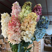 Lukisan Minyak Bunga Hydrangea Besar Berkualitas Tinggi Gaya Lukisan, Tanaman Hydrangea Putih Sutra Buatan untuk Dekorasi Acara
