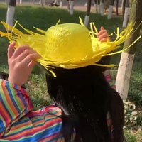 Chapeau Fedora Pliable en Paille Brodé à la Main, Large Bord, pour Plage, Fête, Hawaïen, Accessoire de Déguisement, Festival