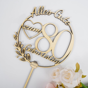 I LOVE MOM Decorazione per Torta in Legno Ecologico per 80° Compleanno, per Ragazze, Ragazzi, Donne e Uomini - Product Image 5