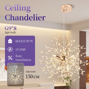 ثريا حديثة بتصميم الألعاب النارية، مصباح معلق LED على شكل الهندباء، مصباح سقف كريستالي G9 لتزيين غرفة المعيشة وغرفة الطعام - Product Image 3
