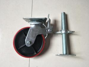Roue de chariot de chantier robuste en PU, capacité de charge 800 kg, double frein, pivotant <span class=keywords><strong>à</strong></span> 360 degrés, galvanisée <span class=keywords><strong>à</strong></span> chaud - Product Image 3